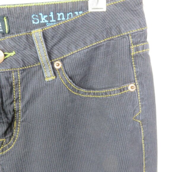 Volcom Skinny Jeans Black Brown Pinstripe Size 9 Straight Leg Logo - Picture 4 of 14